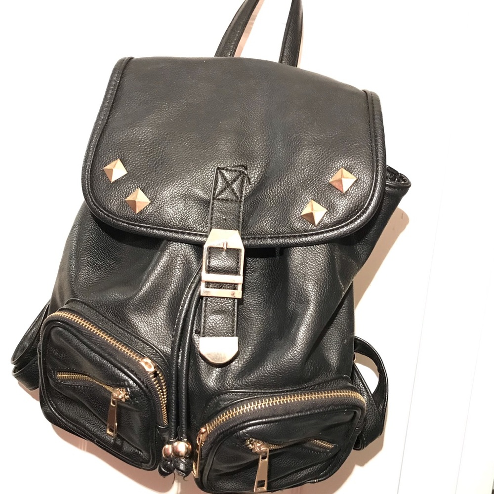 Black leather backpack